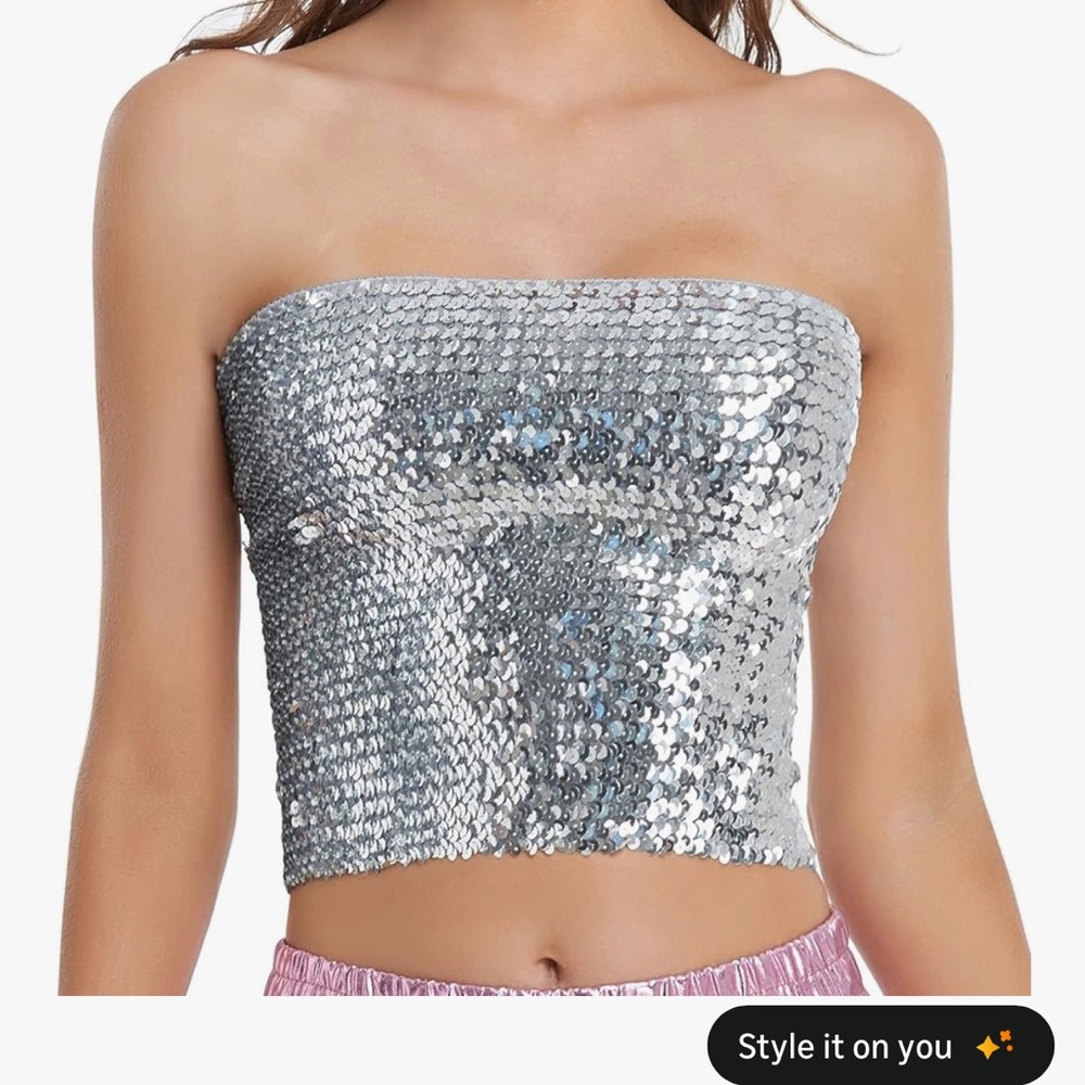 Women’s Silver Sequin Tube Top Size Medium